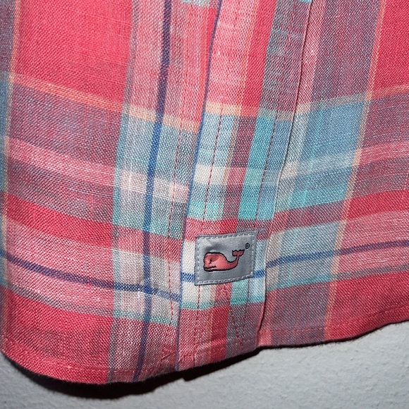 Vineyard vines classic fit Murray button down linen shirt plaid size M - Picture 4 of 9